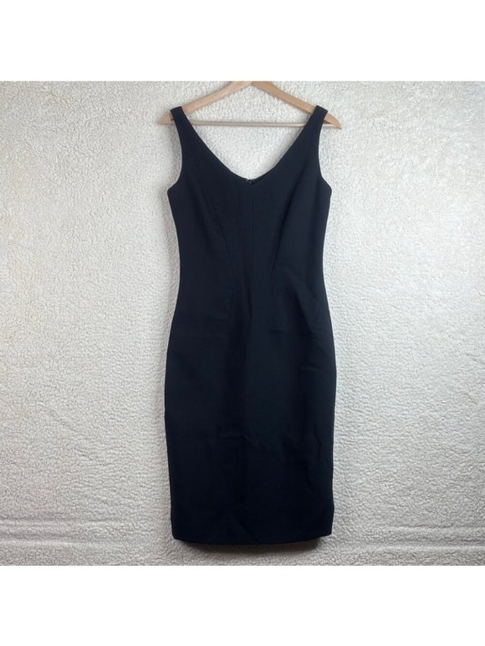 Charles Chang-Lima Womens Black 100% Silk Sleeveless V-Neck Bodycon Dress Size 6